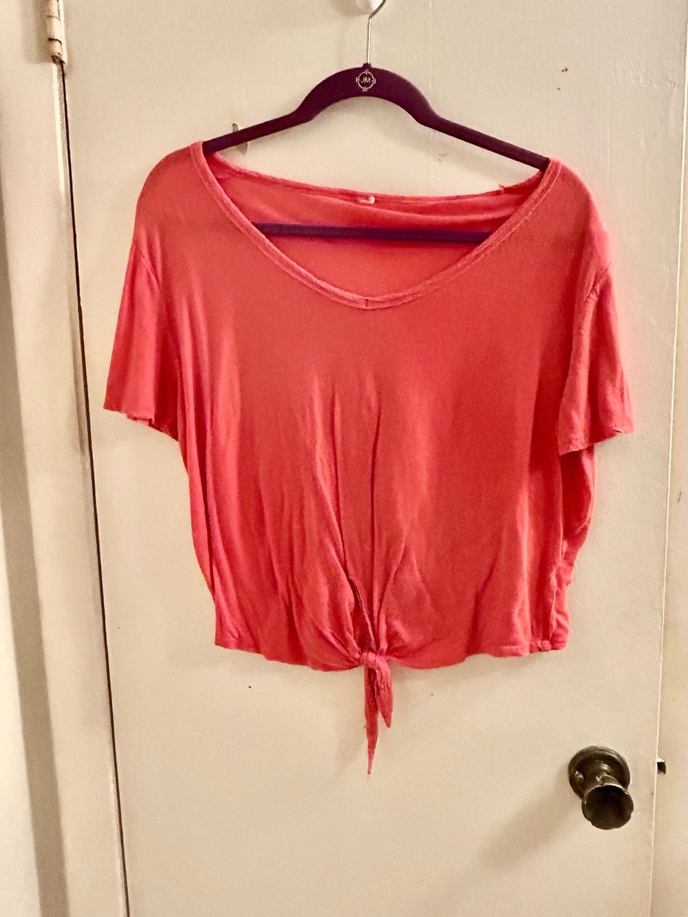 Women's Coral Tie-Front Tee